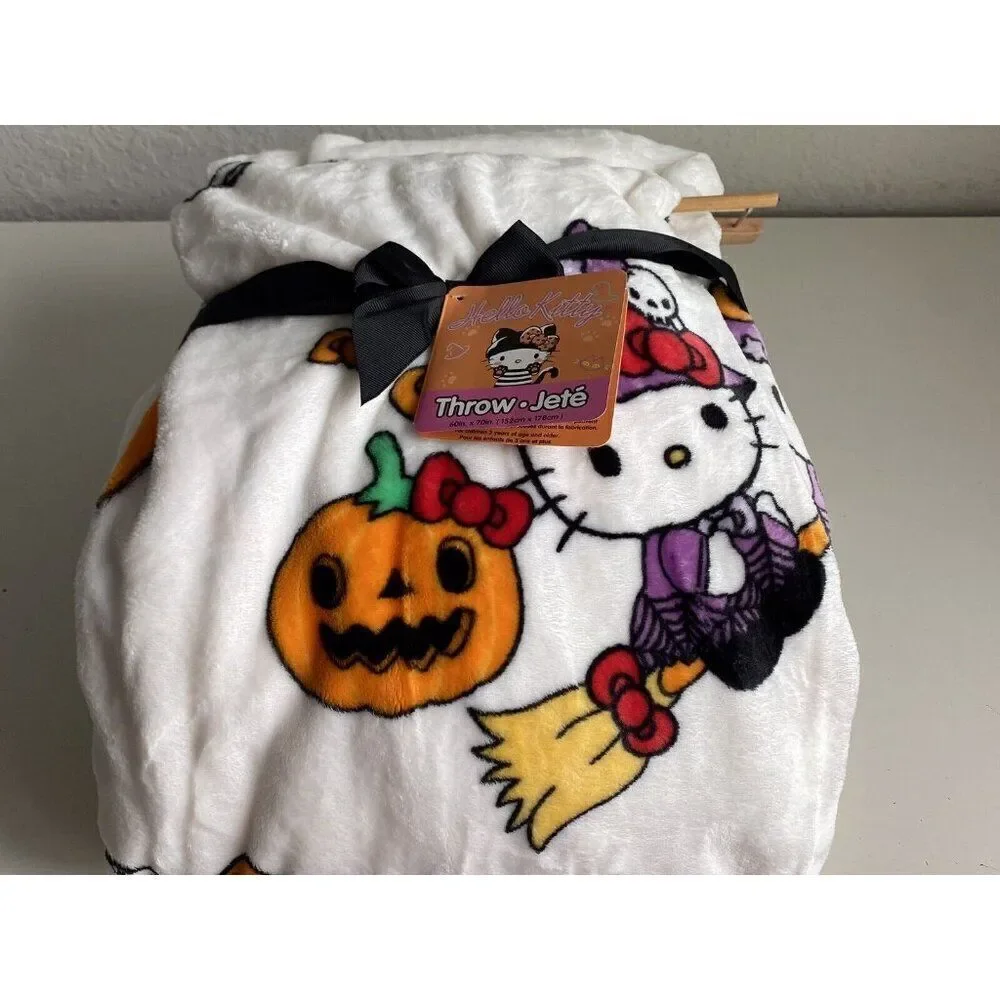 2 Pack Hello Kitty Halloween Throw Blanket Witch Broom Ghost Mummy Pumpkin‎ NEW